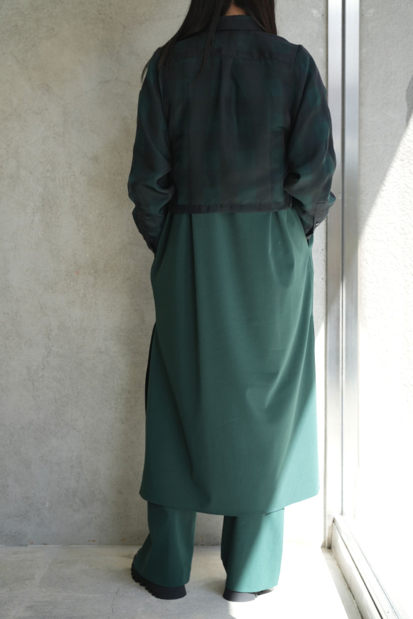 
                  
                    MAXI SHIRT DRESS-GREEN-
                  
                