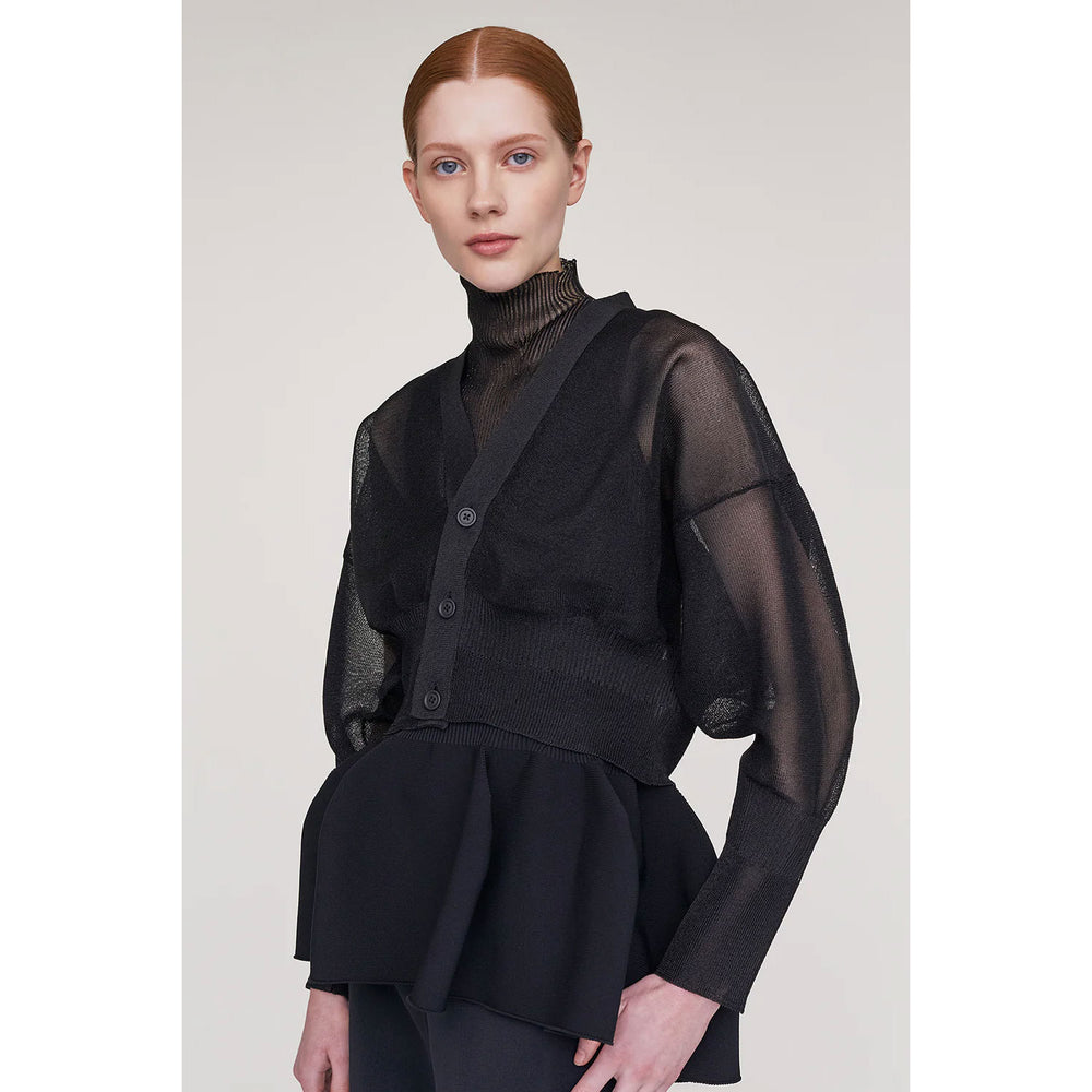GARTER LUCENT CROPPED CARDIGAN-BLACK- – OBLIGE