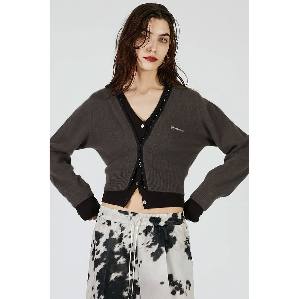 
                  
                    V-Neck Layered CardiganC.GREY-
                  
                