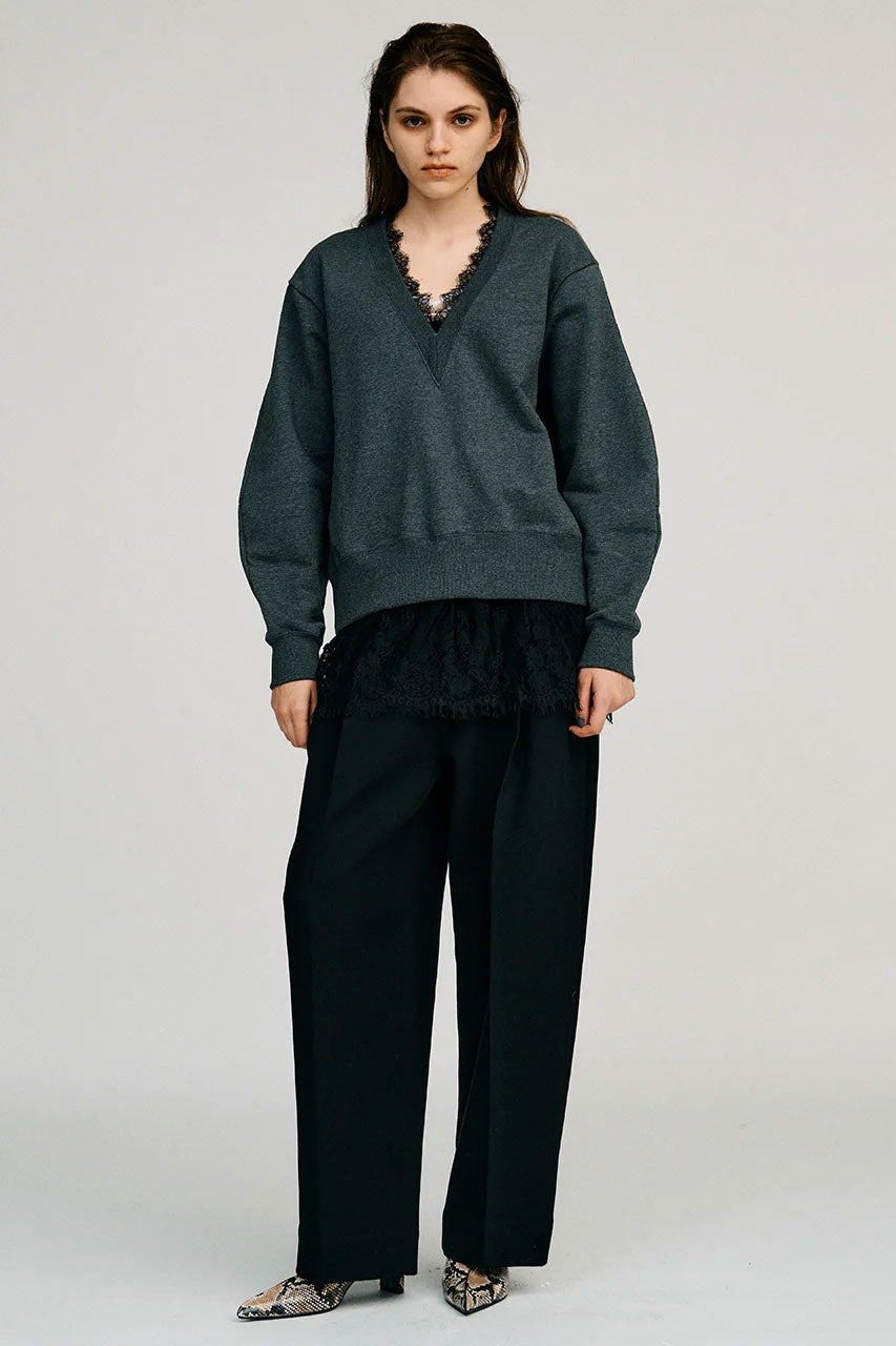 
                  
                    V-Neck Lace Sweatshirt
                  
                