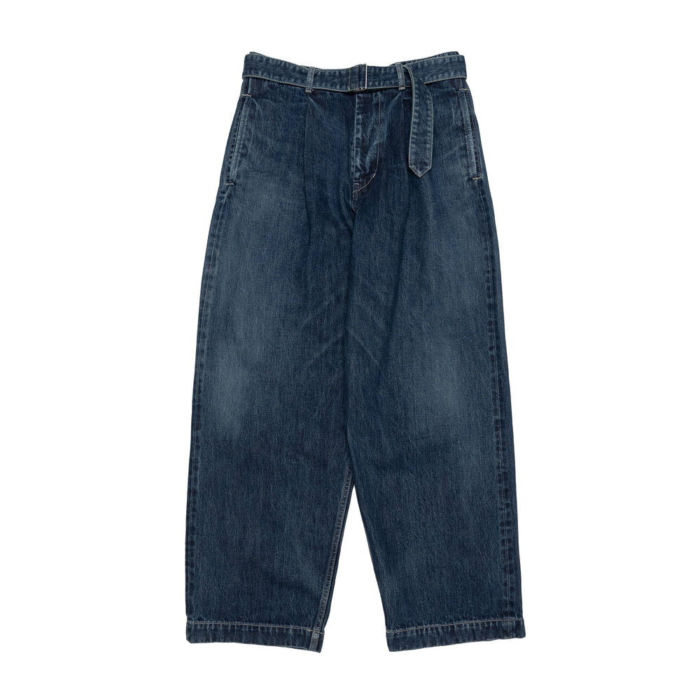 SELVAGE DENIM BELTED PANTS