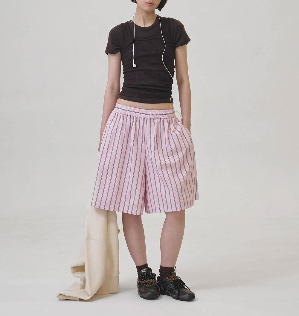 
                  
                    Easy Stripe Halfpants -BABY PINK-
                  
                