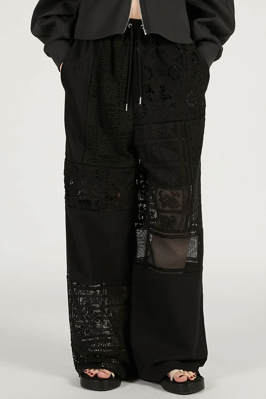 
                  
                    Panel Lace Pants-Black-
                  
                
