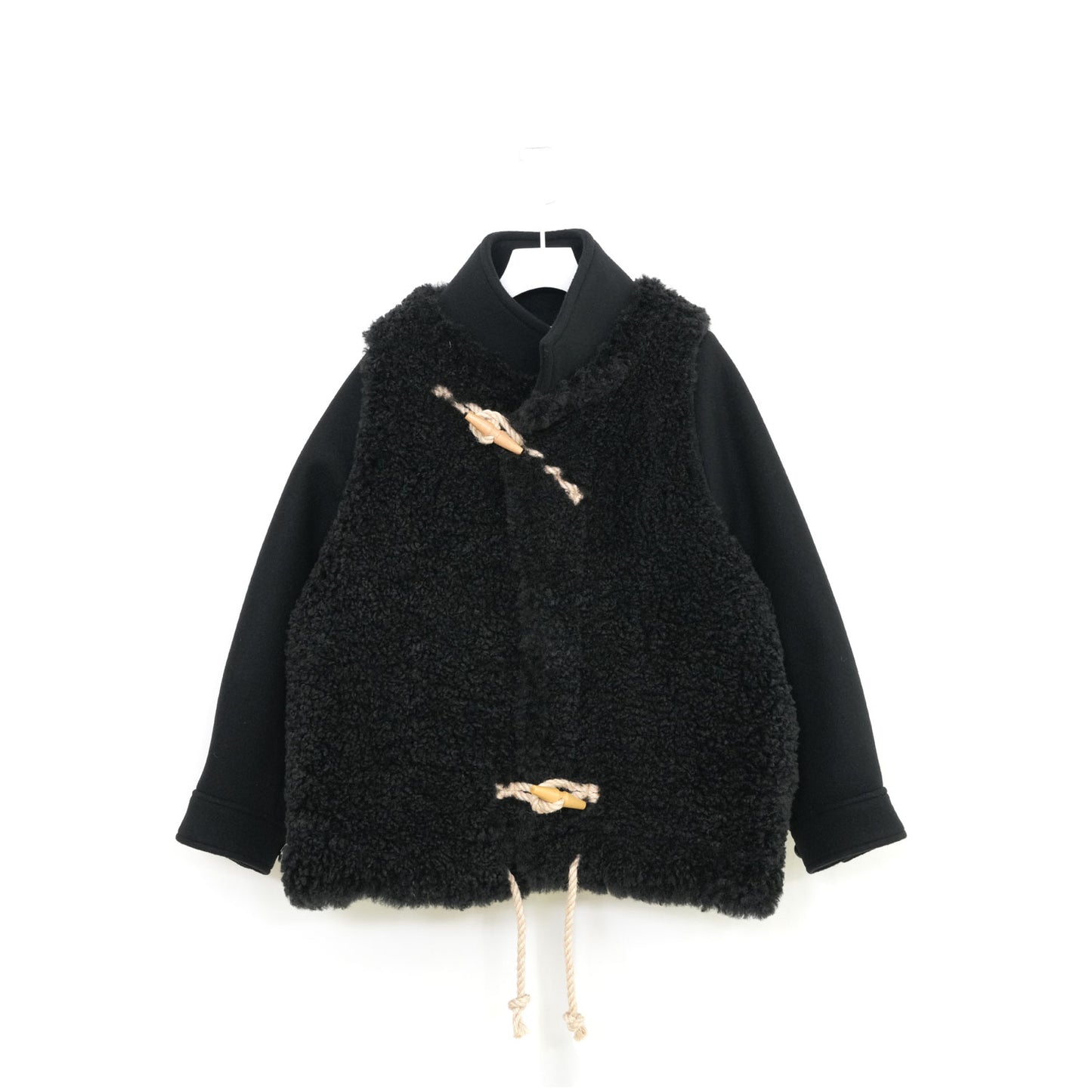 
                  
                    DOUBLE FACE FAUX SHEARLING DUFFLE JACKET-CREAM-
                  
                