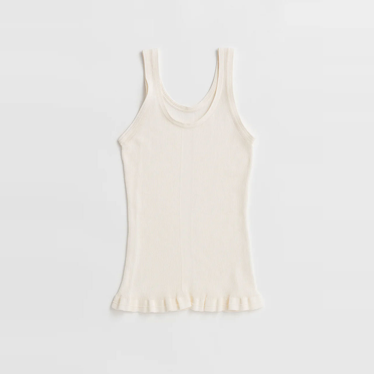 
                  
                    Sheer Rib Frill Hem Knit Tank -BLACK-
                  
                