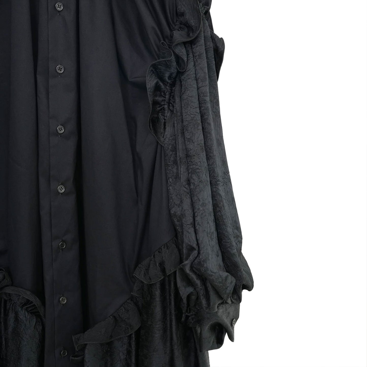 
                  
                    綿ブロード×アセテートサテンシャツワンピース-BLACK-
                  
                