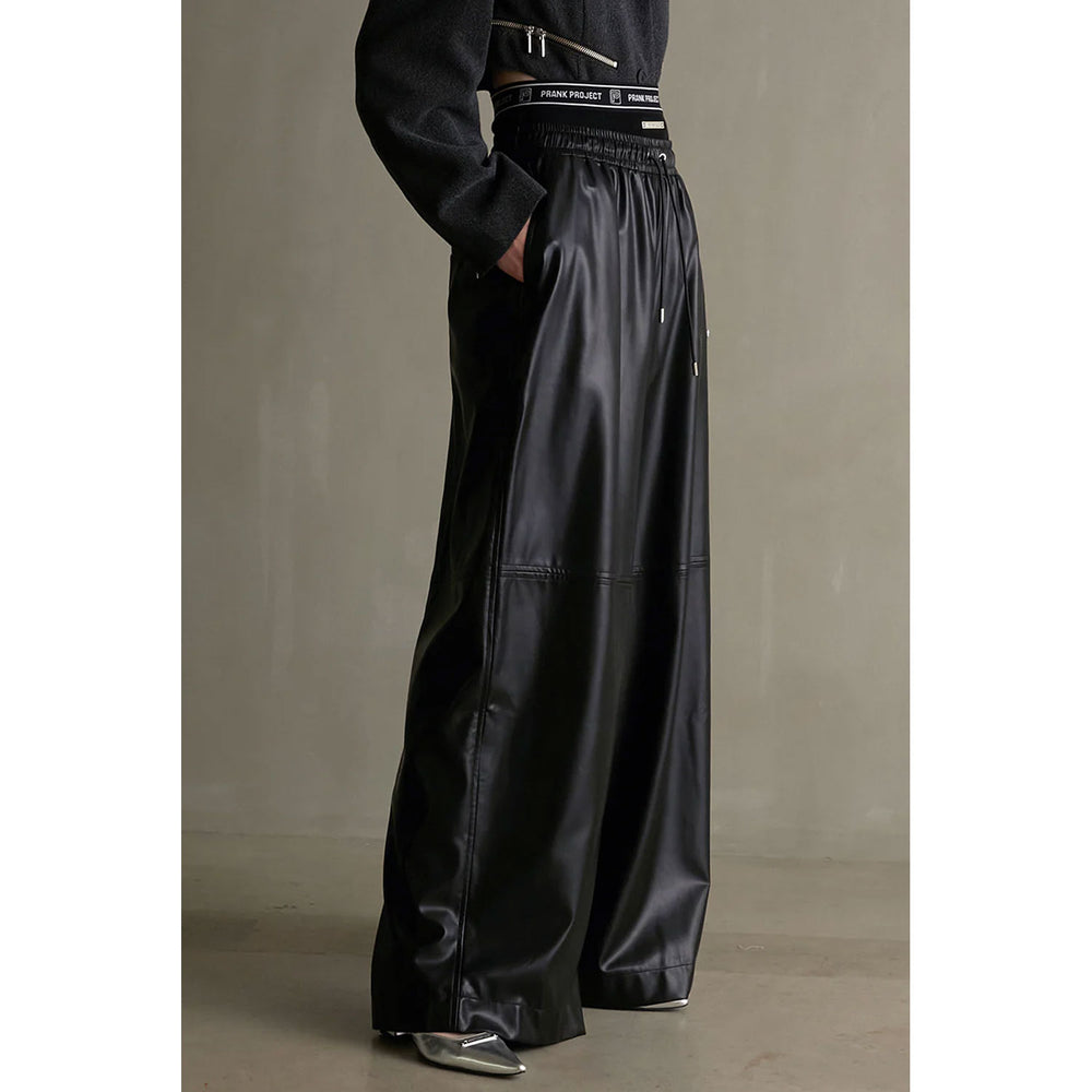 
                  
                    Synthetic Leather Voluminous Wide Pants-BLACK-
                  
                