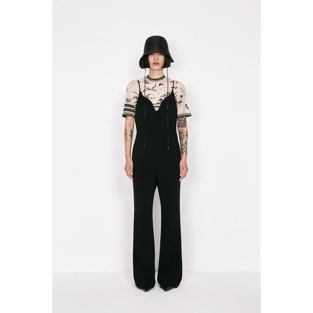Nature Pattern Sheer Knitted Crew Neck Top-black – OBLIGE