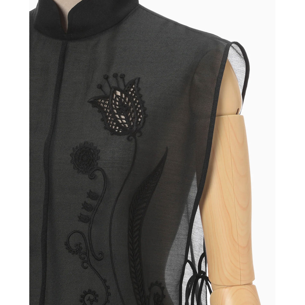 
                  
                    Sheer Embroidery Vest - black
                  
                