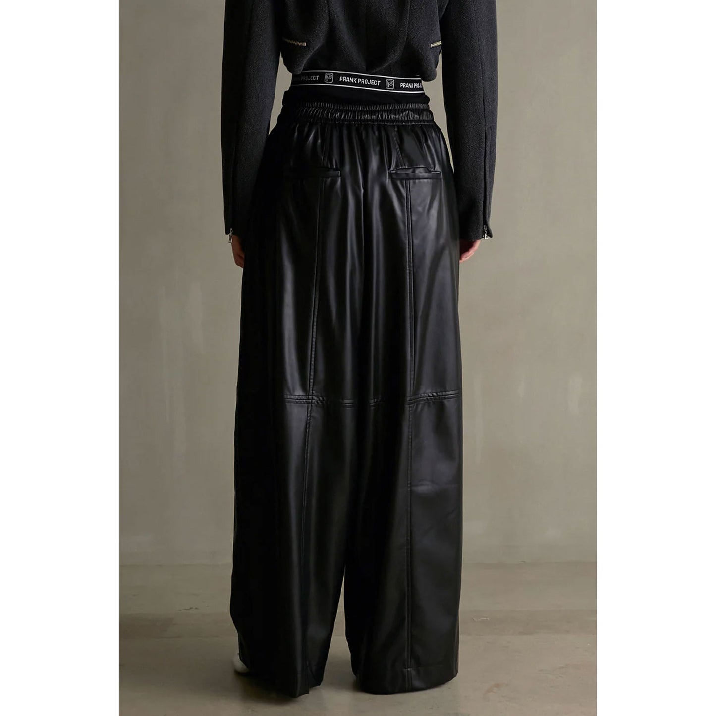 
                  
                    Synthetic Leather Voluminous Wide Pants-BLACK-
                  
                