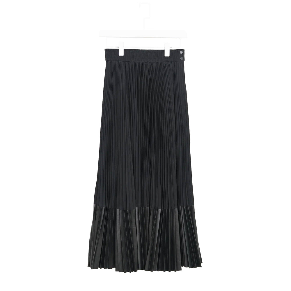 TAFFETA X ECO-LEATHER PLEATED SKIRT