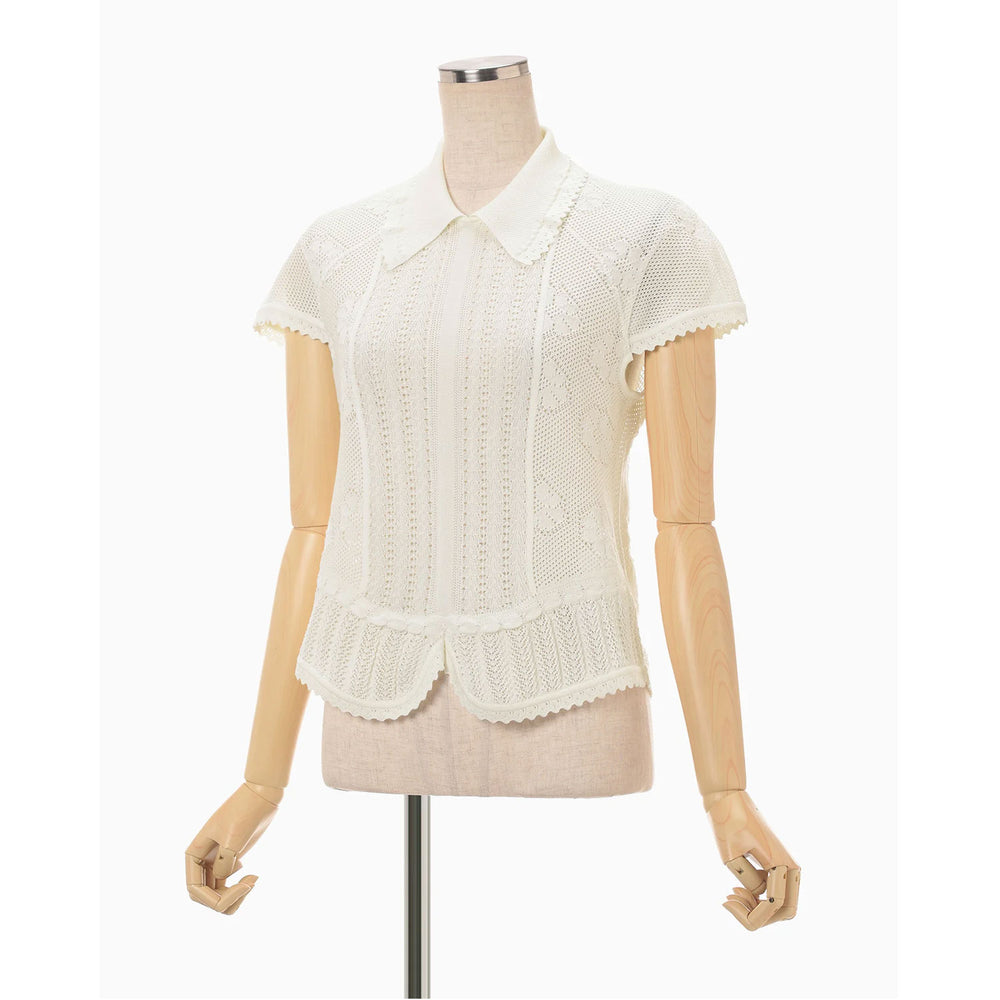 Lace Stripe Knitted Top -BLACK- – OBLIGE