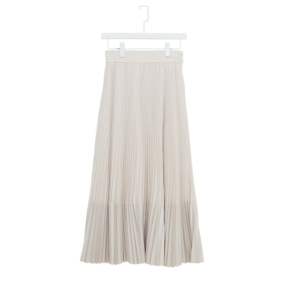 TAFFETA X ECO-LEATHER PLEATED SKIRT