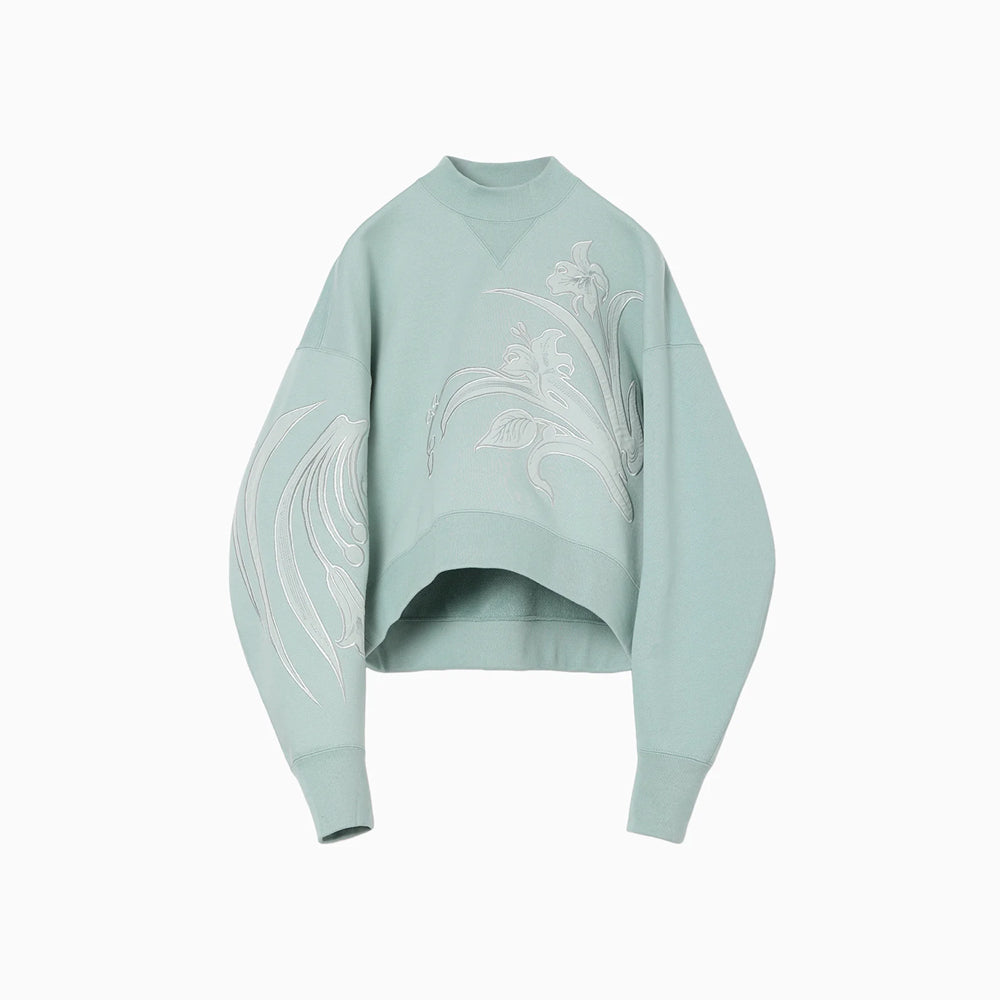 Floral Embroidery Short Sweat Top -ECRU- – OBLIGE