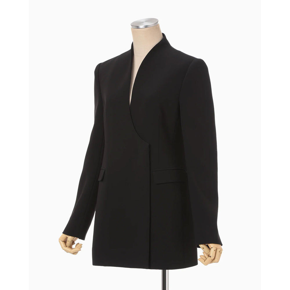 
                  
                    Acetate Polyester Collarless Double Breasted Suit Jacket - black
                  
                