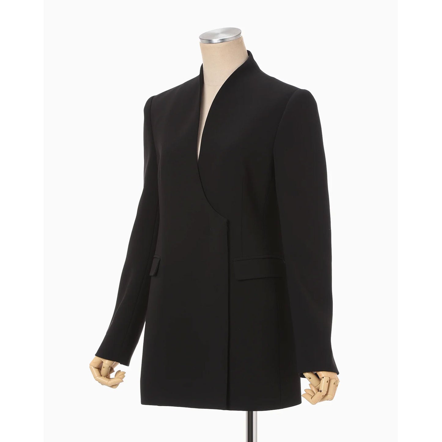 
                  
                    Acetate Polyester Collarless Double Breasted Suit Jacket - black
                  
                