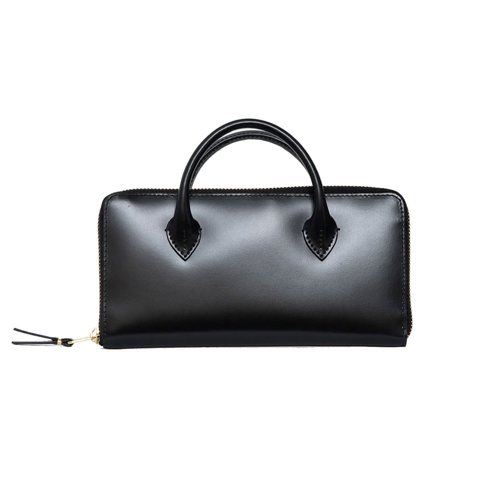Long Zip Around Wallet With Handle -BLACK-