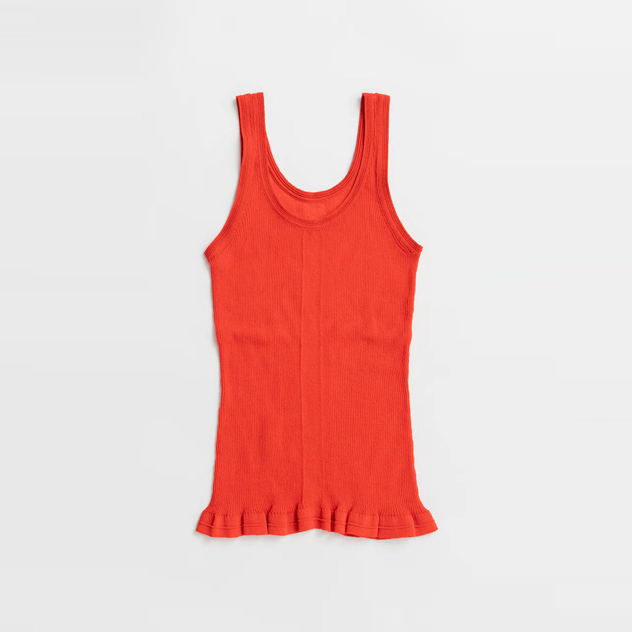 
                  
                    Sheer Rib Frill Hem Knit Tank -BLACK-
                  
                