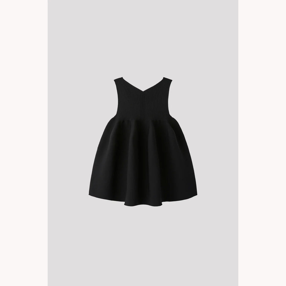 POTTERY SLEEVELESS BUST FLARE TOP -BLACK- – OBLIGE