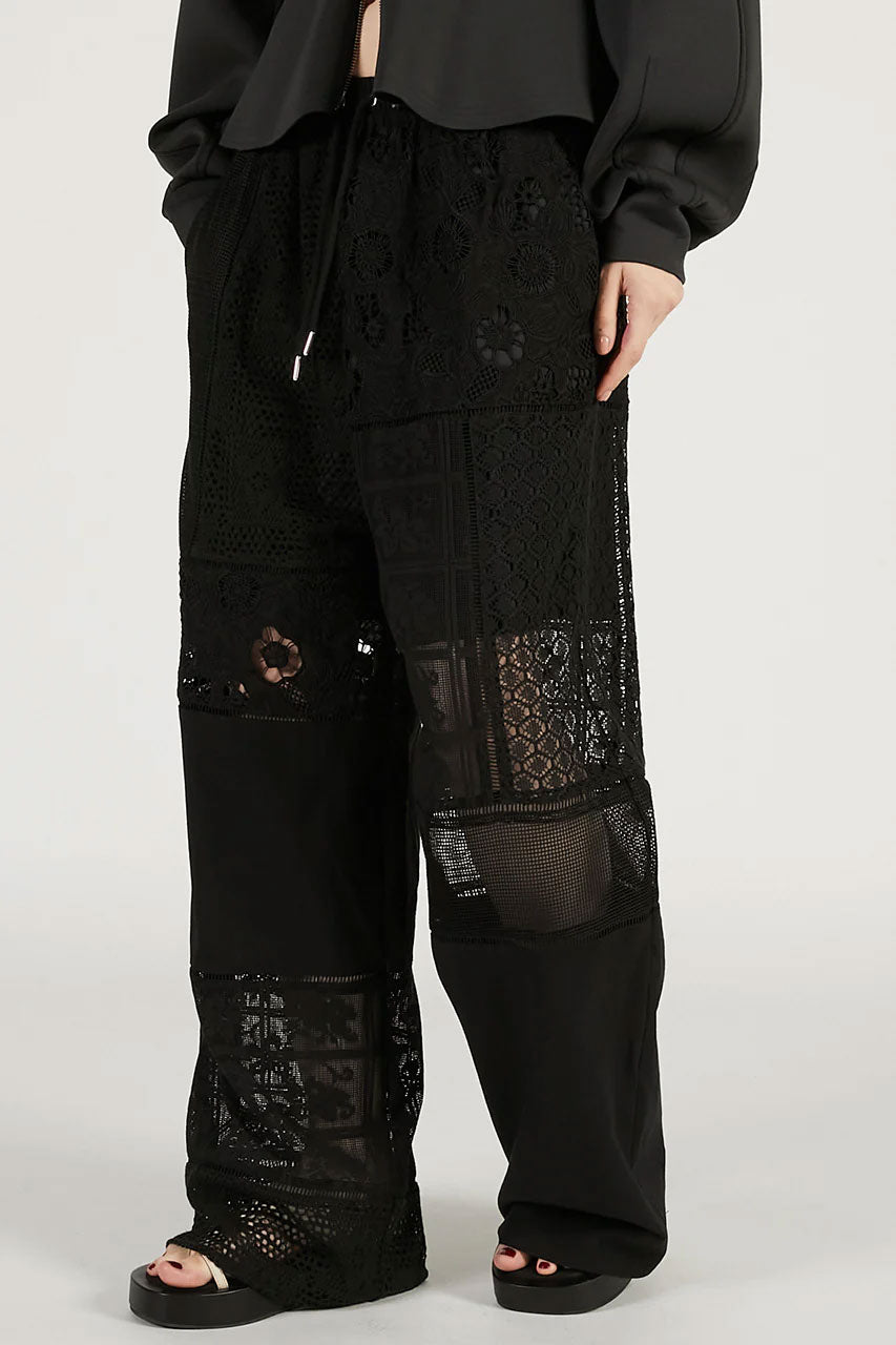 
                  
                    Panel Lace Pants-Black-
                  
                
