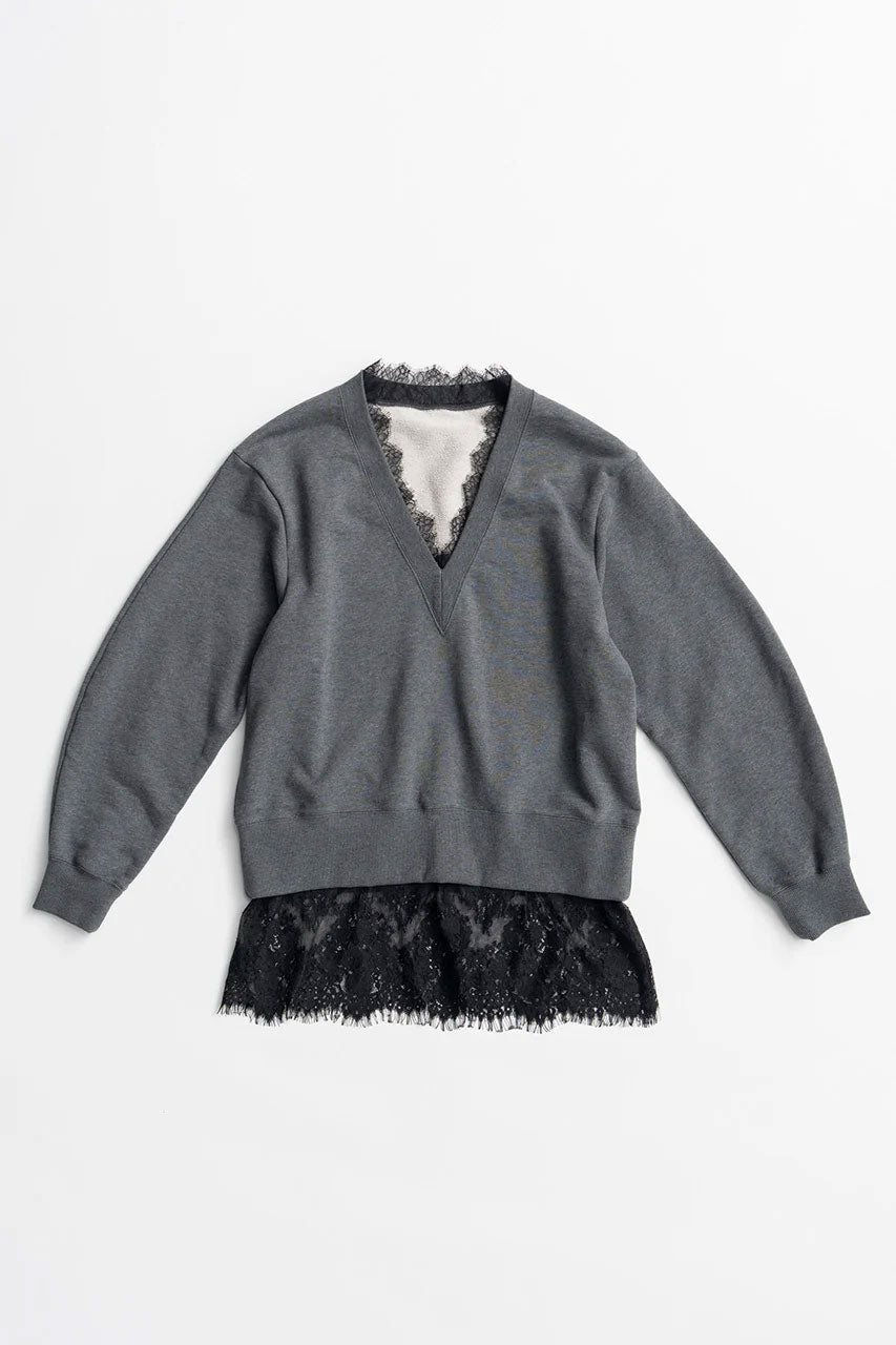 
                  
                    V-Neck Lace Sweatshirt
                  
                