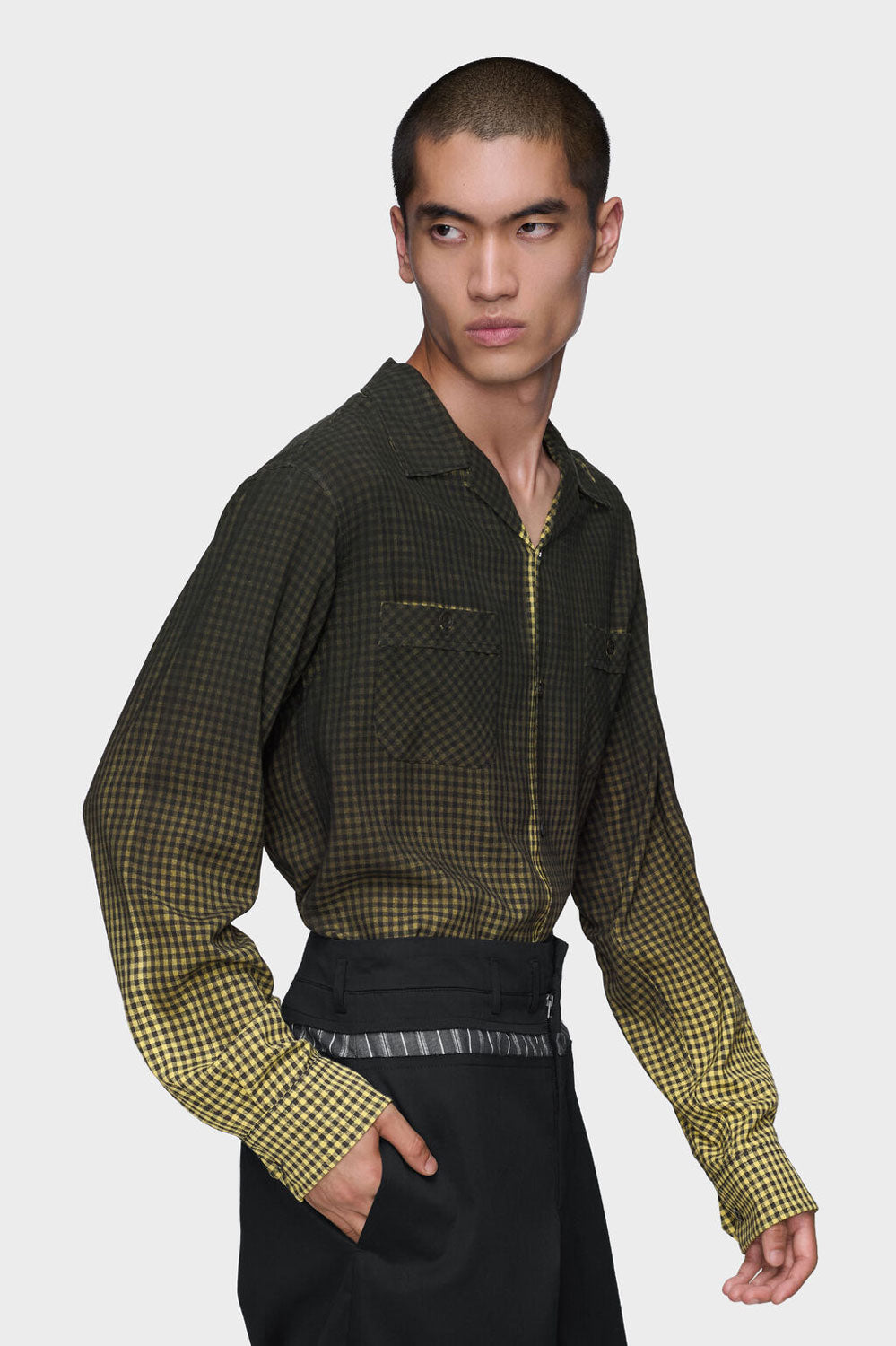 
                  
                    Faded check shirt -YEL/BLK-
                  
                