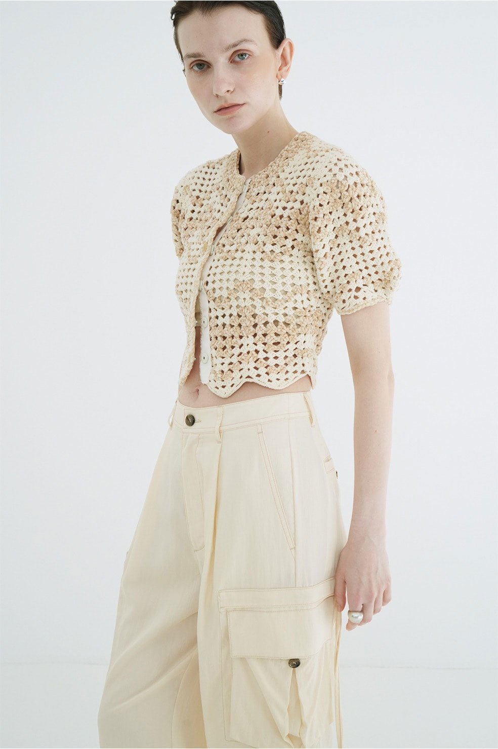 
                  
                    MALL BORDER HAND CROCHET KNIT CARDIGAN
                  
                