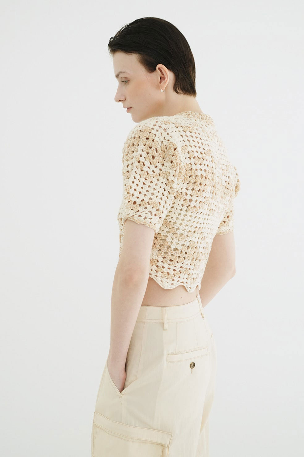 
                  
                    MALL BORDER HAND CROCHET KNIT CARDIGAN
                  
                