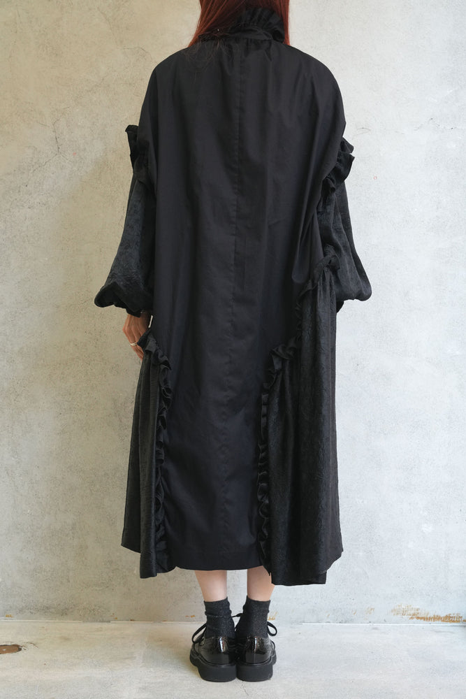 
                  
                    綿ブロード×アセテートサテンシャツワンピース-BLACK-
                  
                