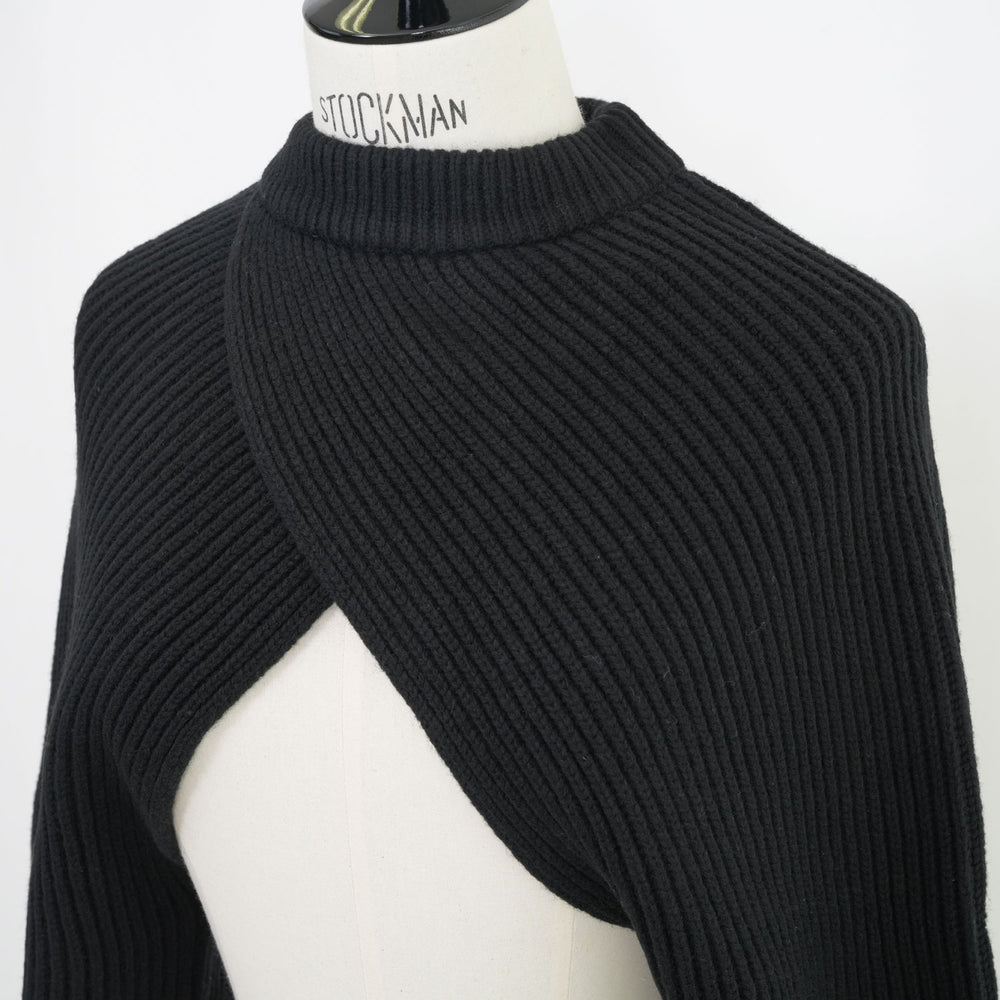 RIBBED KNIT WOOL SHRUG-CAMEL- – OBLIGE