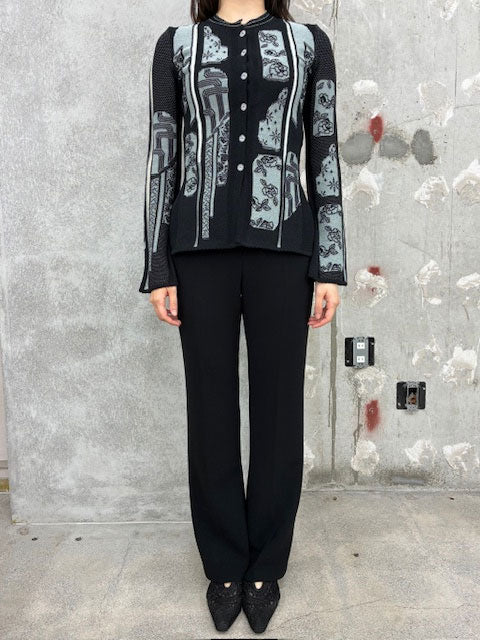 
                  
                    Multi-Pattern Knit Cardigan -BLACK-
                  
                
