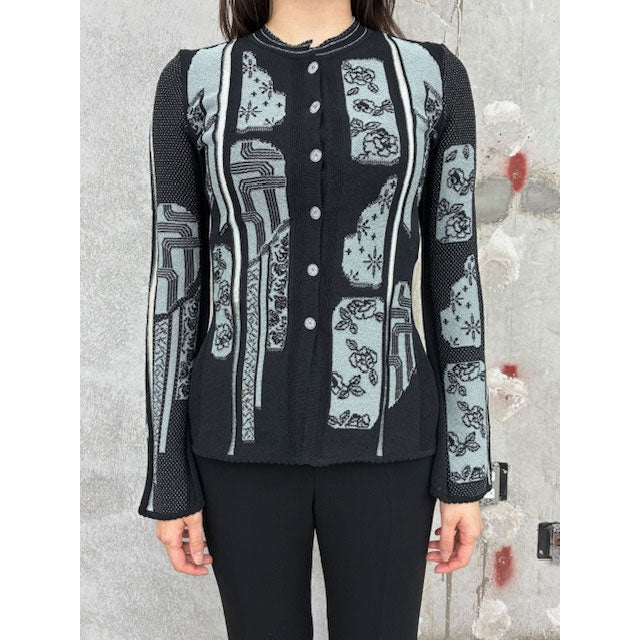 
                  
                    Multi-Pattern Knit Cardigan -BLACK-
                  
                