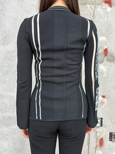 
                  
                    Multi-Pattern Knit Cardigan -BLACK-
                  
                