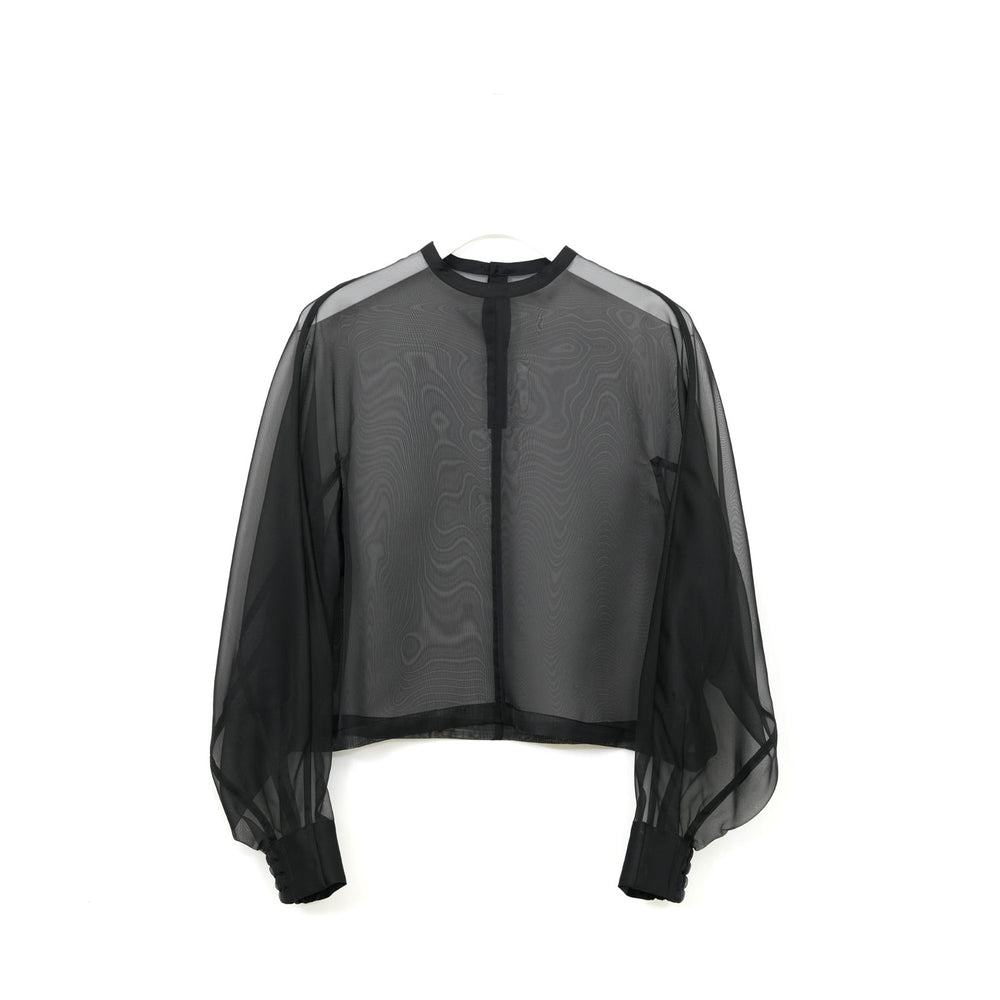 SHEER BLOUSE-BLACK-