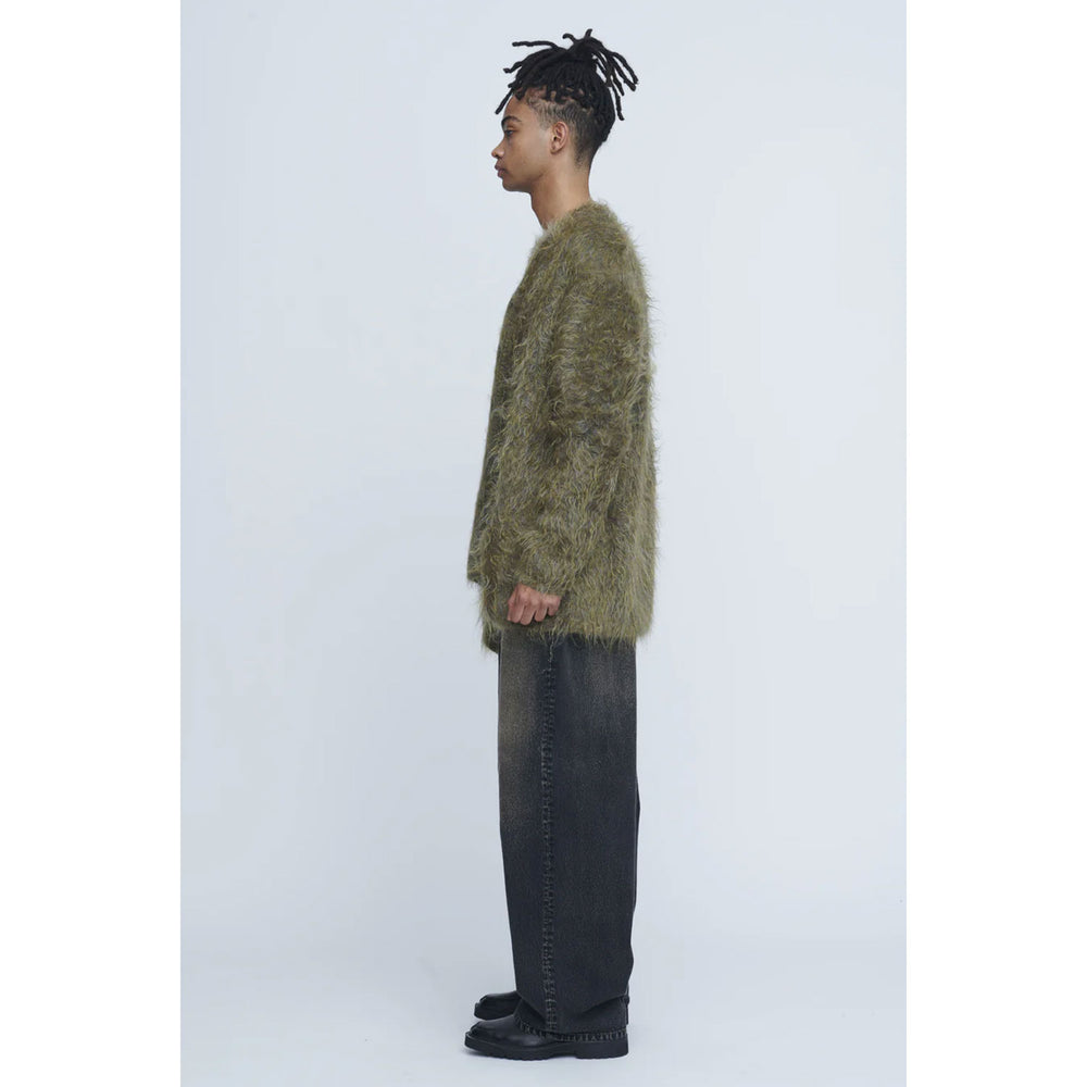 
                  
                    Shaggy V-Neck Cardigan-KHAKI-
                  
                