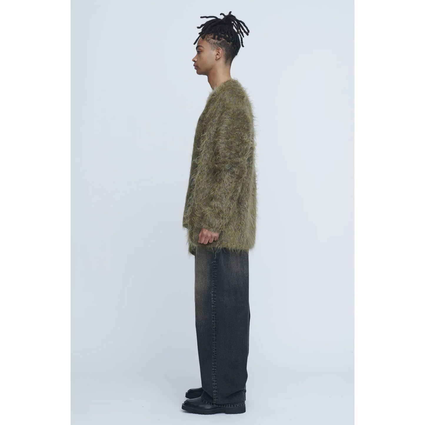 
                  
                    Shaggy V-Neck Cardigan-KHAKI-
                  
                