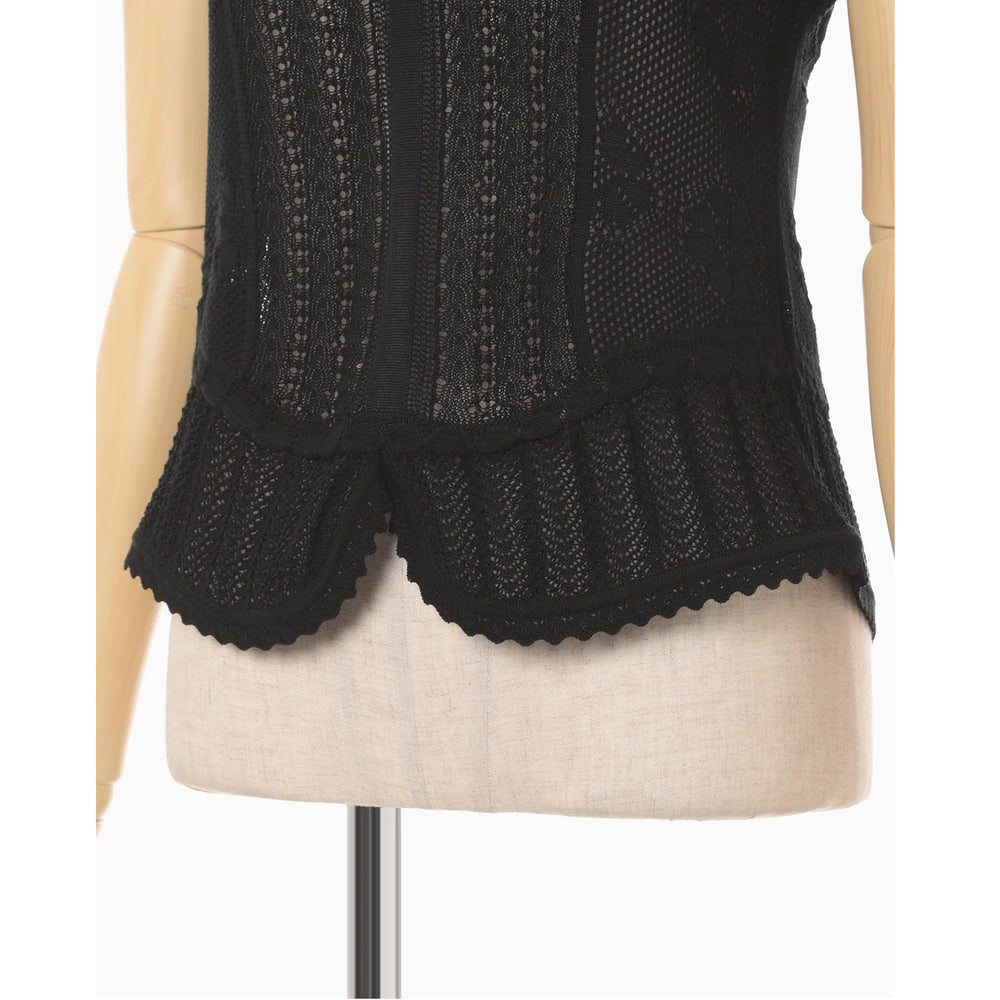 Lace Stripe Knitted Top -BLACK- – OBLIGE