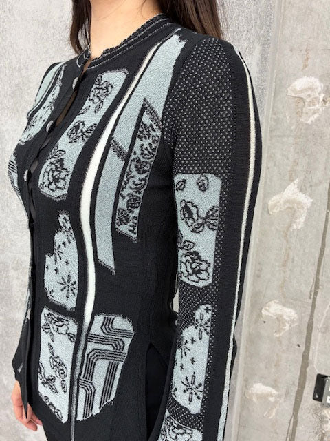 
                  
                    Multi-Pattern Knit Cardigan -BLACK-
                  
                