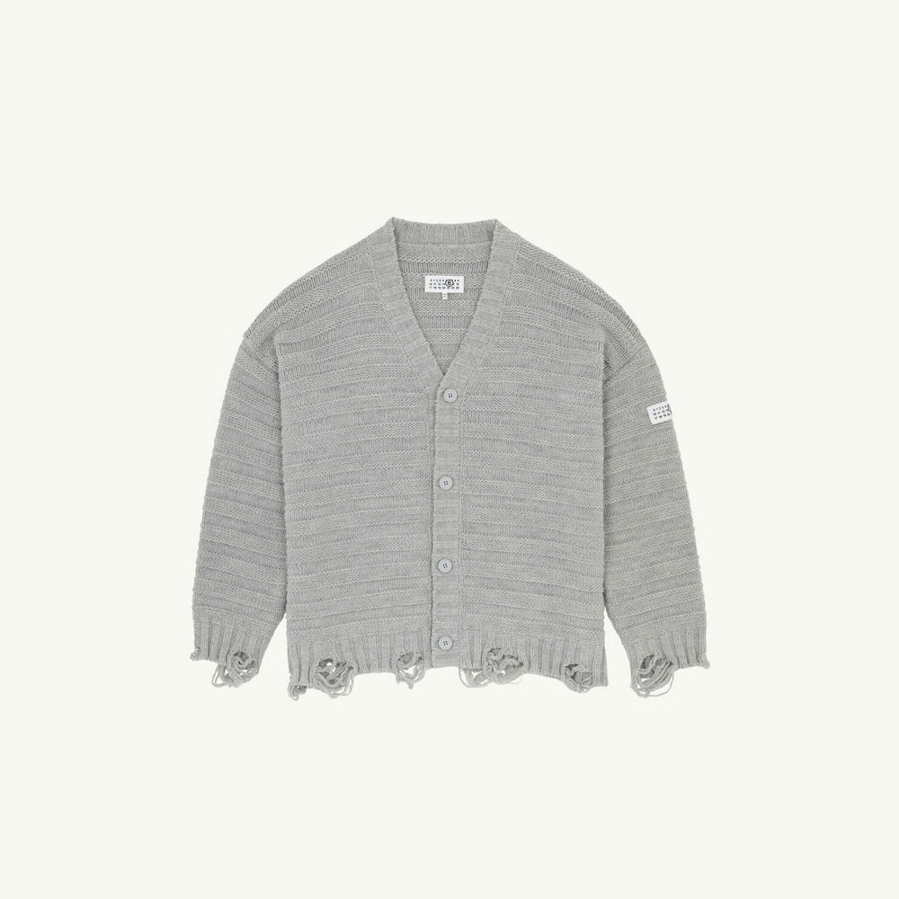 wool cardigan -SILVER-