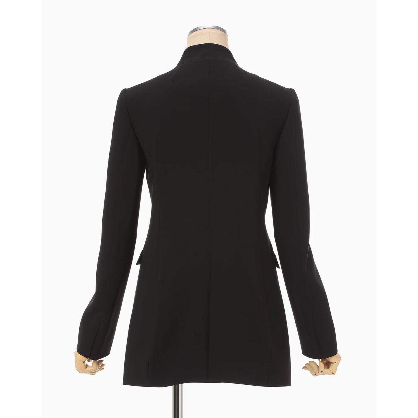 
                  
                    Acetate Polyester Collarless Double Breasted Suit Jacket - black
                  
                