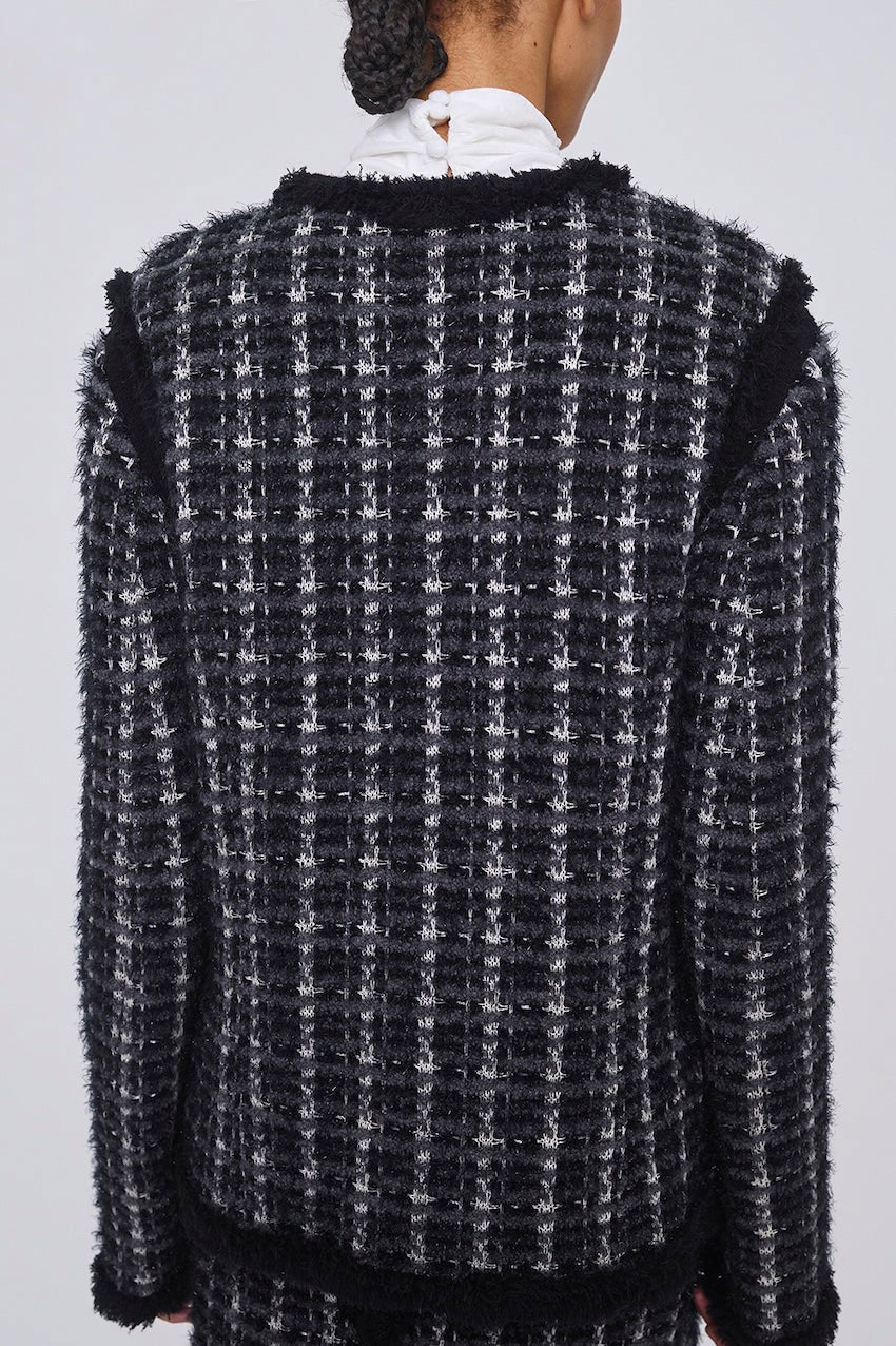 
                  
                    FRINGE TRIM TWEED KNIT JACKET
                  
                