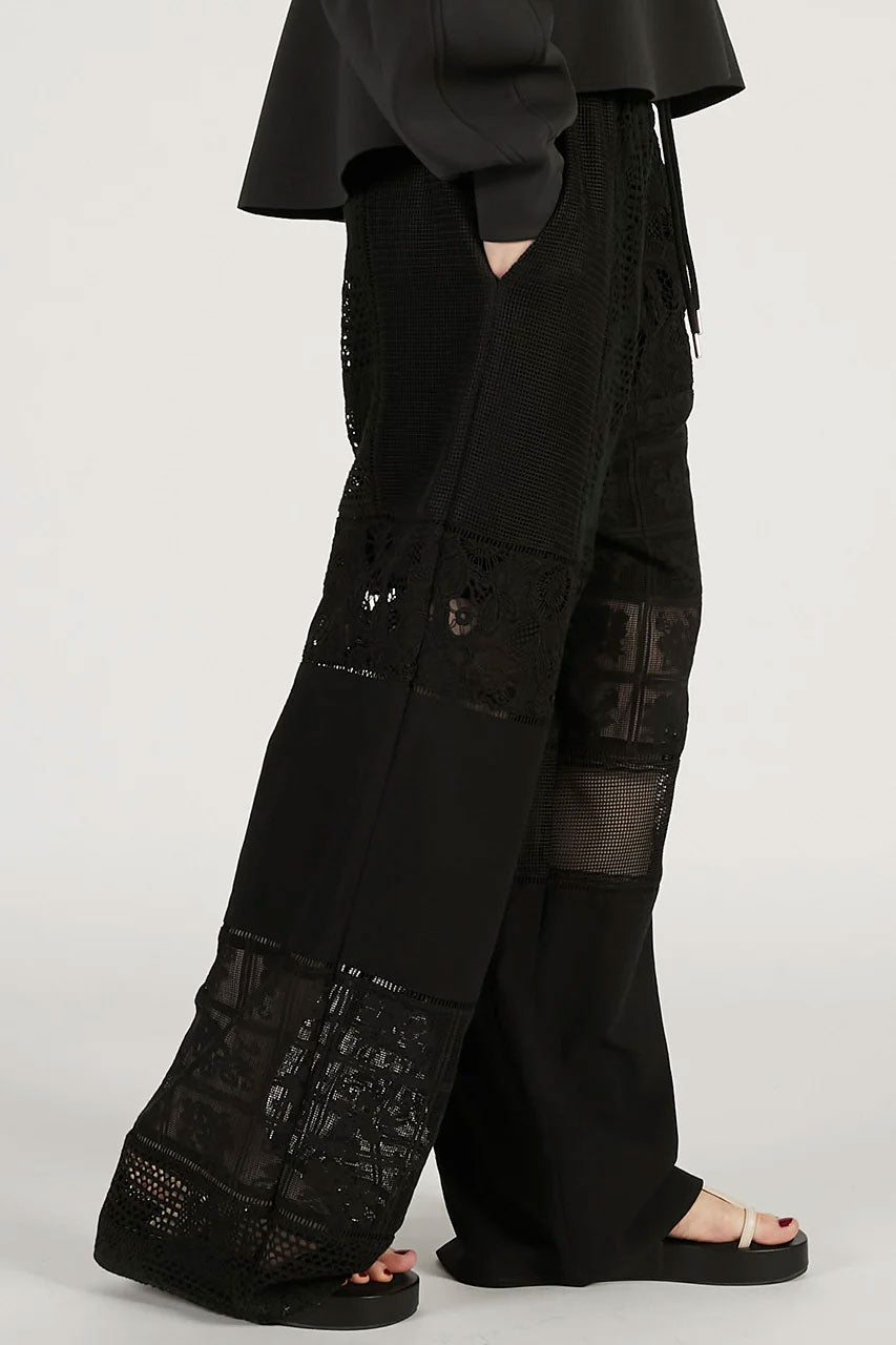 
                  
                    Panel Lace Pants-Black-
                  
                