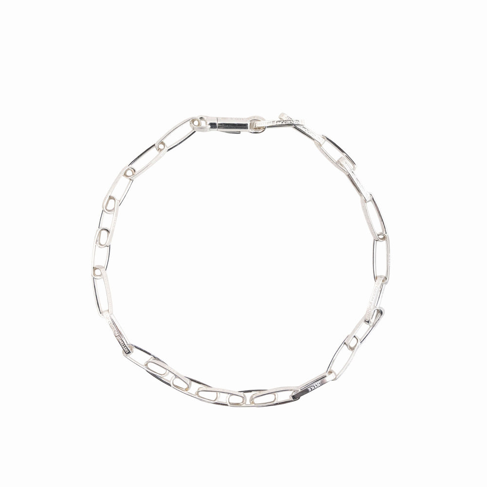 HALF ROUNDED CHAIN NECKLACE -SILVER-