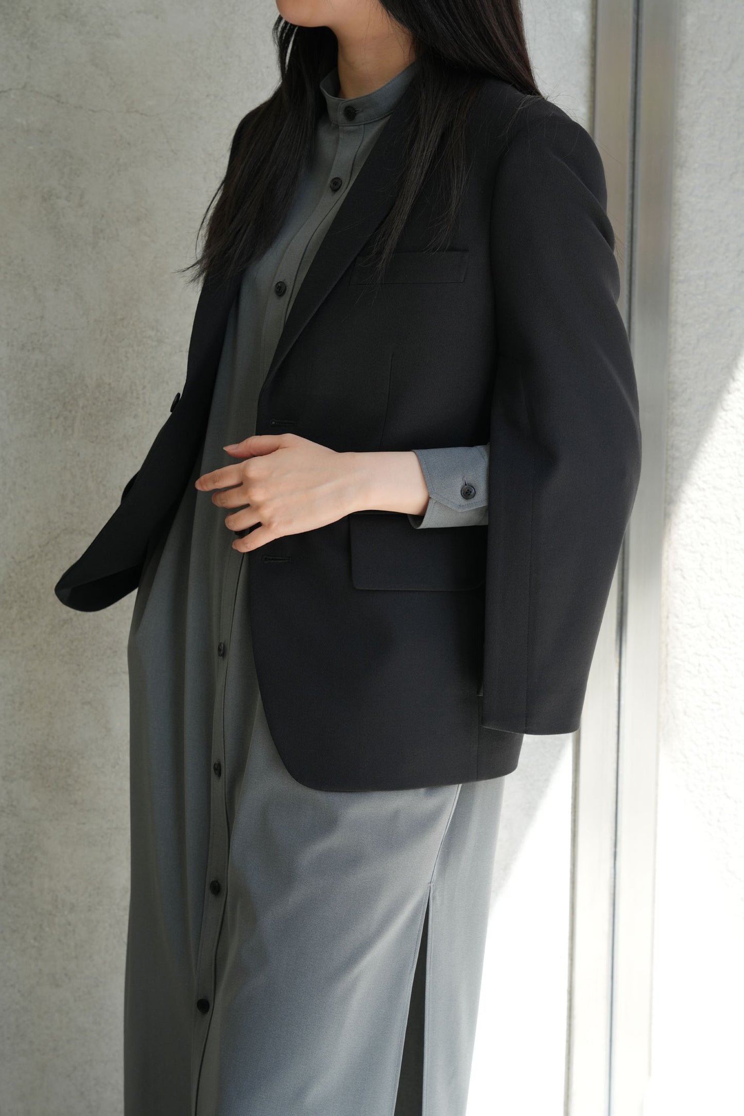 
                  
                    MAXI SHIRT DRESS-GREEN-
                  
                