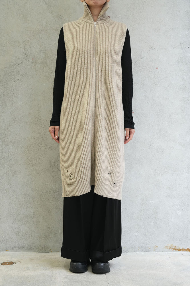 
                  
                    Zip up Long Knit-BEIGE-
                  
                