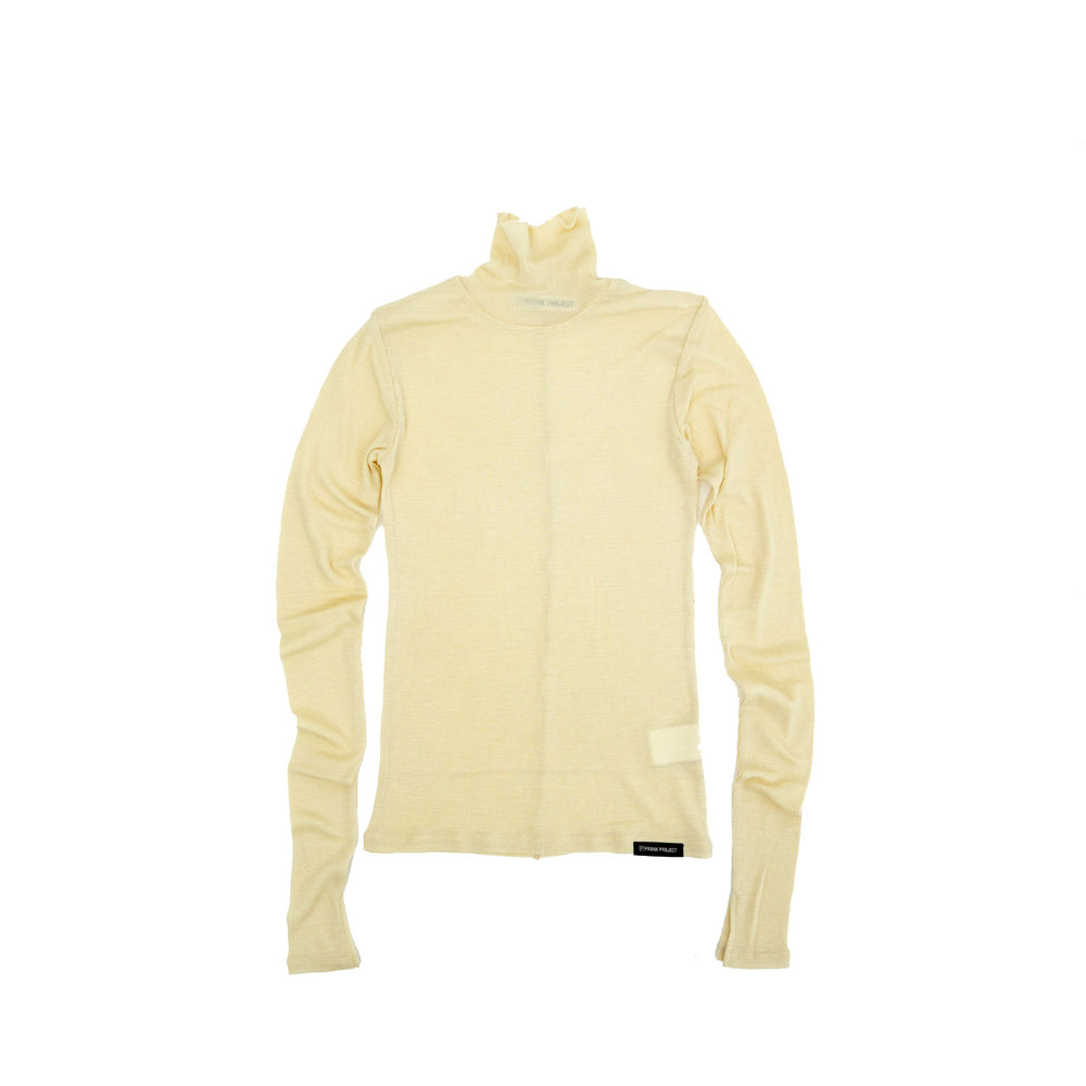 Pure Merino Wool Turtleneck Top -IVORY-