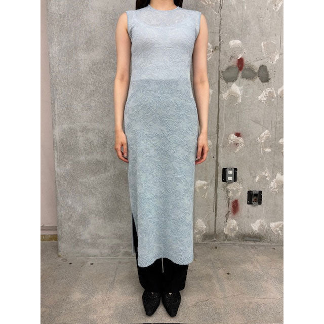 
                  
                    Floral Jacquard Sheer Knit Dress -BLUE-
                  
                