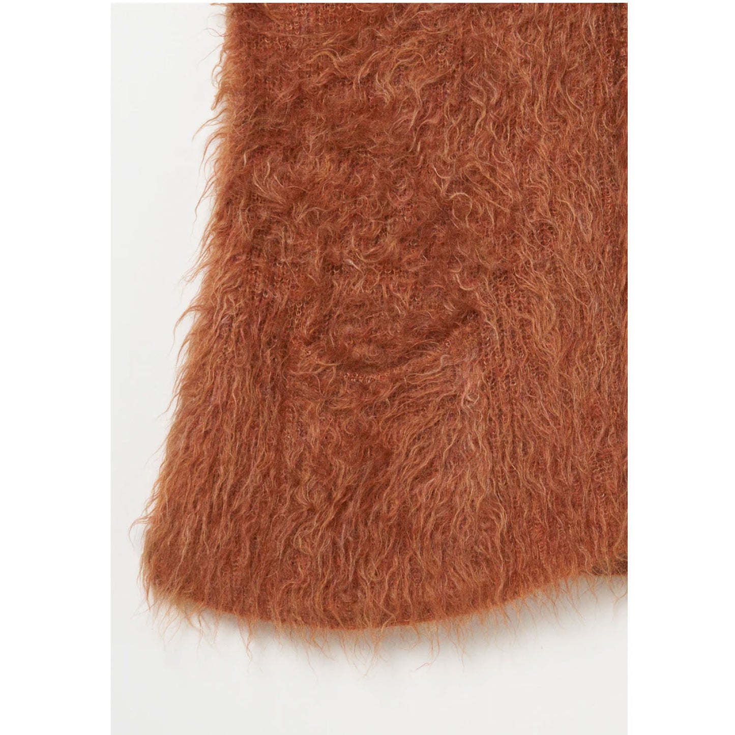 
                  
                    Shaggy V-Neck Cardigan-KHAKI-
                  
                