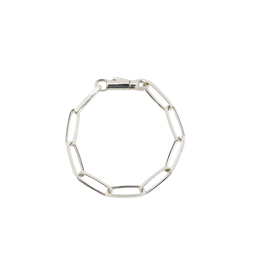 HALF ROUNDED CHAIN BRACELET -SILVER-