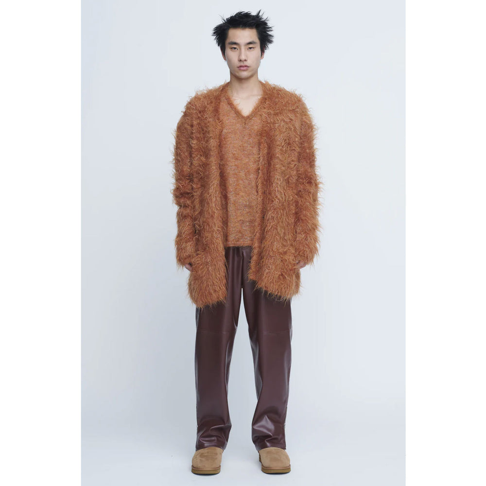 
                  
                    Shaggy V-Neck Cardigan-KHAKI-
                  
                